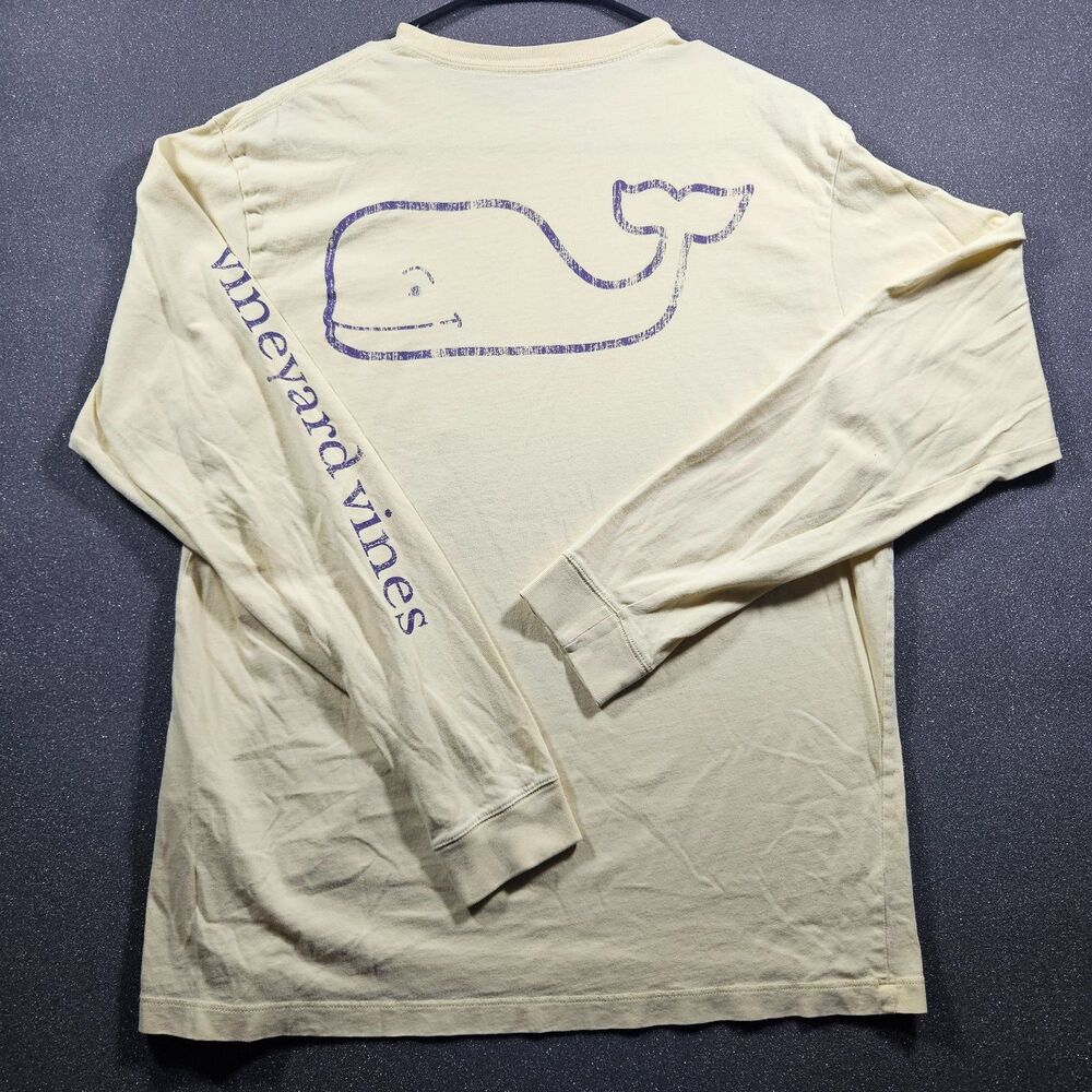 Vineyard Vines Long Sleeve T Shirt Men’s S Cream Whale Logo Sleeve Tee